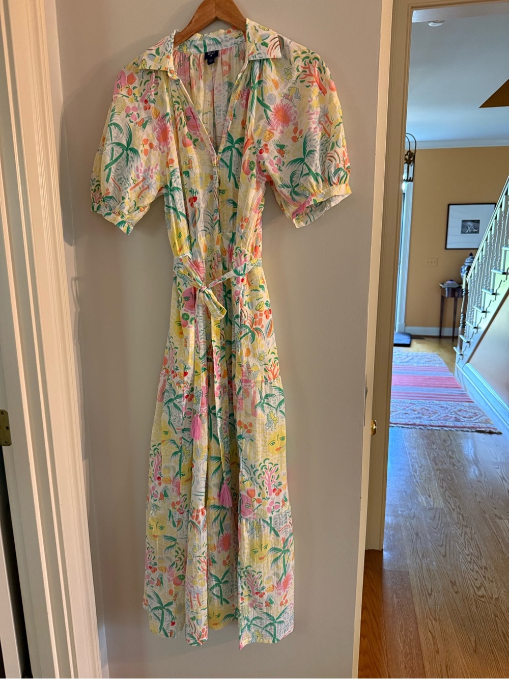 Roller Rabbit Pastel Floral Maxi Dress in Cream, Pink, Yellow & Green NWOT